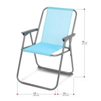 TIENDA EURASIA – Silla Playa Plegable con Reposabrazos, Turquesa, Asiento de Lona Impermeable, Estructura de Acero Resistente, 75x53x43 cm - details 0