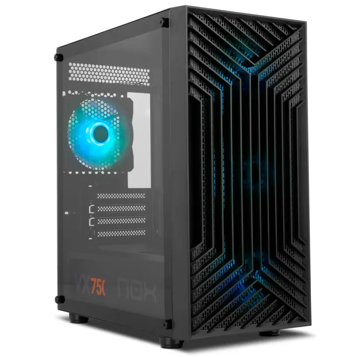 NOX XTREME PRODUCTS INFINITY EPSILON - Semitorre M-ATX/ITX ARGB Rainbow, Frontal Mesh, Panel Lateral Cristal Templado, 4 Ventiladores instalados, Compatible Tarjeta gráfica hasta 310mm, USB 3.0, Negro - 1