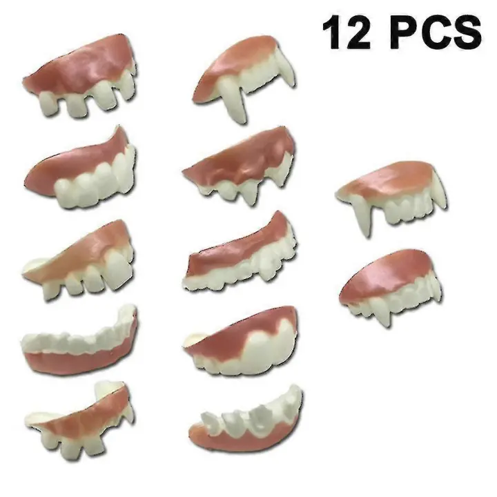 12 piezas de dientes retorcidos, dientes de mordaza, dientes falsos feos, dientes Bob, dientes de vampiro - 1