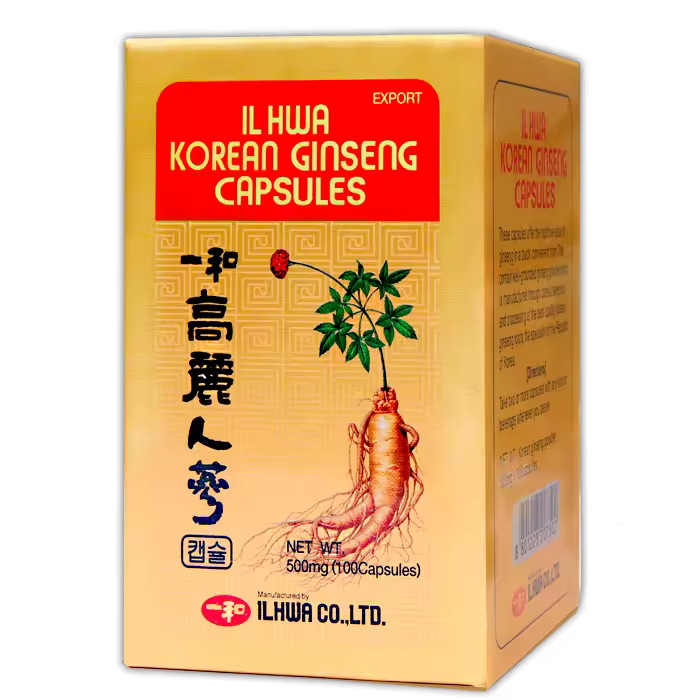 Ginseng Coreano Puro, Calidad Ilhwa, 500 mg, 100 cápsulas | Panax Ginseng 100% Sin aditivos | Energía Física y Mental | Raíces Maduras de Cultivo Propio y Extracción Exclusiva | de TONGIL - 1