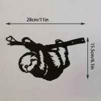 Arte De Pared De Acero Silueta De Sloth En Ramal Decoración Para Jardín Patio Exterior Estilo Moderno Y Minimalista - details 2