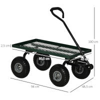 Outsunny Carro de Jardín con Ruedas Grandes Carretilla de Mano con Mango Revestido y Estructura de Acero Carga 150 kg Carro de Transporte para Camping Exterior Negro y Verde - details 2
