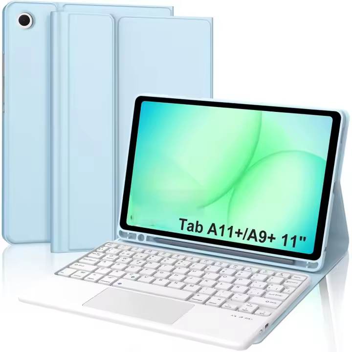 FGNS Funda con Teclado Español Ñ compatible para Sam Tab A9+ 11''(SM-X210/X216/X218)/ Tab A11+ 2025(SM-X230/X235/X236B), Teclado  Bluetooth Inalámbrico Desmontable con Funda y Portalápices - 1