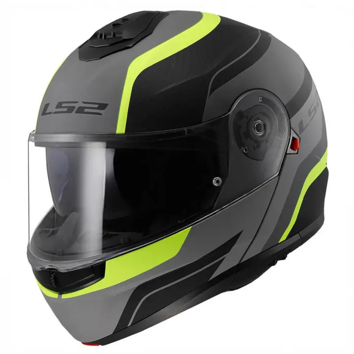 Casco de Moto Modular - LS2 FF908 Strobe II Monza Gris Amarillo Fluor - Homologado ECE 22.06 y P/J - 1