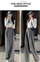 Pantalones Anchos Elegantes Para Mujer Estilo Coreano Cintura Alta Negro Pantalones Sueltos Para Oficina Moda 2024 - details 9