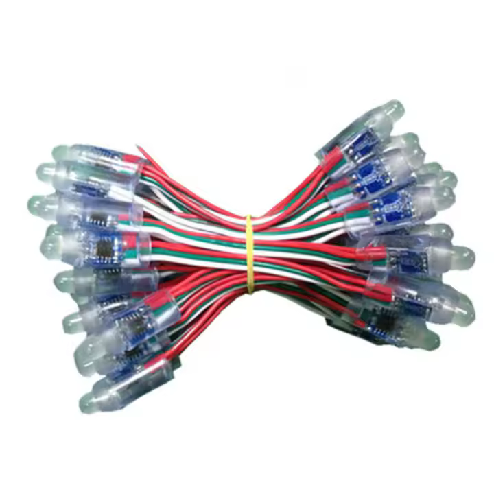 Cadena De Luces LED RGB WS2811 IC 12mm 50pcs IP68 Impermeable Para Iluminación Navideña Y Exterior DC 5V 12V - 1