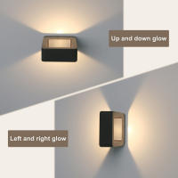 Lámpara De Pared Moderna IP65 Impermeable Para Exterior En Negro/Oro Iluminación Para Patio Jardín Diseño Arriba Y Abajo - details 6
