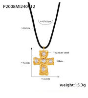 Lujo de Maple inoxable Cruz Collar DE LA Mujer de Cristal Negro de color circonio Gótico collar de la Venta de La Joya para los Niños - details 5