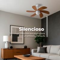 EVVO Ventilador de techo con luz V315 Wood, silencioso, Ø92cm,madera, 6 aspas, 3 velocidades, 56W, invierno-verano - details 1
