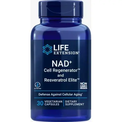 NAD+ Cell Regenerator™ and Resveratrol Elite™, Nicotinamide Riboside de Life Extension - 1