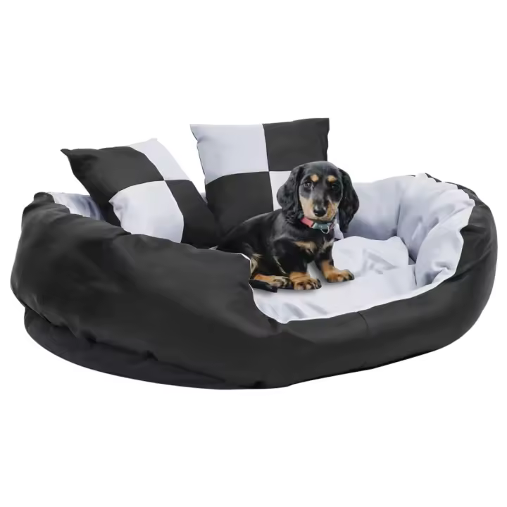 vidaXL Cojín para perro reversible y lavable gris y negro 85x70x20 cm - 1