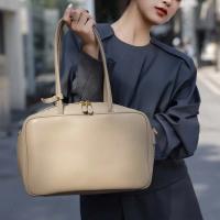 Bolso De Hombro Para Mujer En Cuero Genuino Split Tamaño Grande Color Marrón Y Negro Estilo De Lujo Y Moda Bolso Cruzado - details 5