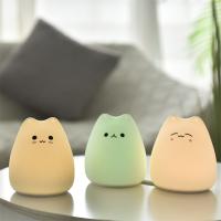 Lámpara Nocturna Para Niños Y Bebés Con Sensor Táctil De Silicona Suave 7 Colores Gato Dibujos Animados Decoración De Habitación Infantil - details 1
