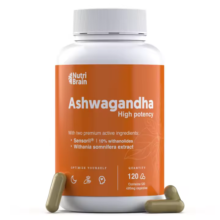 Ashwagandha Alta Potencia: Adaptógeno y Nootrópico con Sensoril® (10% Withanolidos)  |  4 Meses | 2x Más Concentrado que el KSM-66 - 1