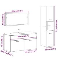 vidaXL Set muebles de baño 2 piezas madera contrachapada gris hormigón 90 x 38.5 x 46 cm - details 6
