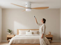 Ventilador Jocca de techo con diseño moderno blanco, luz LED 18W, 3 aspas ABS con un diámetro de 132 cm, motor DC silencioso 40W, 6 velocidades, temporizador de hasta 8 horas con control remoto. Ideal para hogar y oficina - details 0