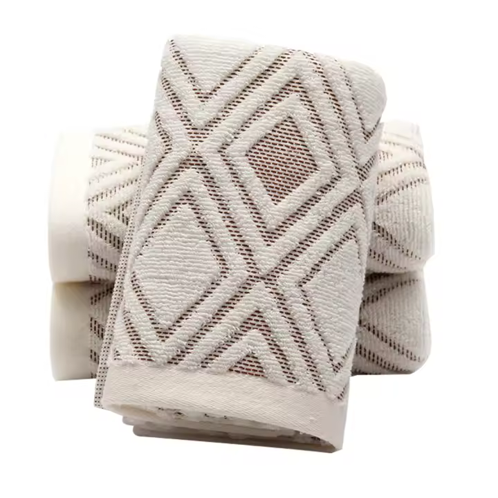 Juego de 2 toallas de mano con estampado de diamantes, 100 % algodón, absorbentes y suaves, para baño, 34 x 74 cm - 1