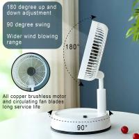 Ventilador de pie portátil recargable por USB con mando a distancia - cabezal oscilante automático, aleación de metal, 5 W, uso en interiores/exteriores, batería de 6000 mAh, apto para el hogar, la oficina o actividades al aire libre - details 5
