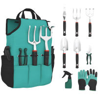 Outsunny Juego de Herramientas para Jardín de 9 Piezas Robusta Juego de Herramientas Jardinería de Aluminio con Tijeras de Podar con Bloqueo Seguro y Bolsa de Jardín Ligera para Mujeres y Hombres - details 0