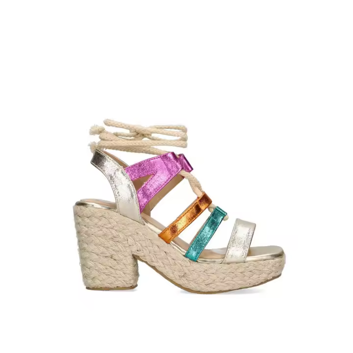 SANDALIA TIRAS TACÓN ALTO ETIKA LAS DORADAS 30001 MUJER, MULTI COLOR - 1