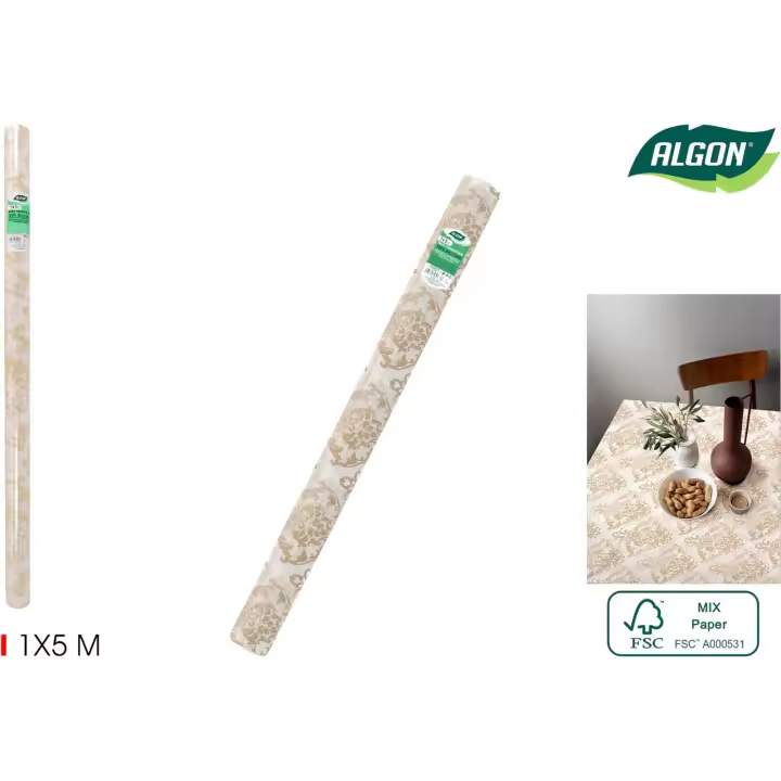 Algon - Rollo Mantel Retro 1 con Mandril, 1x5m - Desechable Práctico y Resistente - Ideal para Eventos y Celebraciones - 1