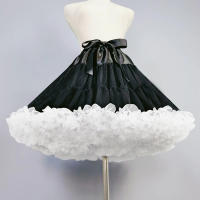 Falda De Túnel Crinolina Para Mujer En Negro Y Blanco Multicapa Para Vestido De Baile Y Boda Underskirt Con Media Altura - details 0
