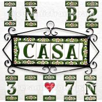 Azulejos de Cerámica Pintados a Mano VERDE-ARTE - Letras y Números Esmaltados - 7.5cm (3 Pulgadas) - details 2