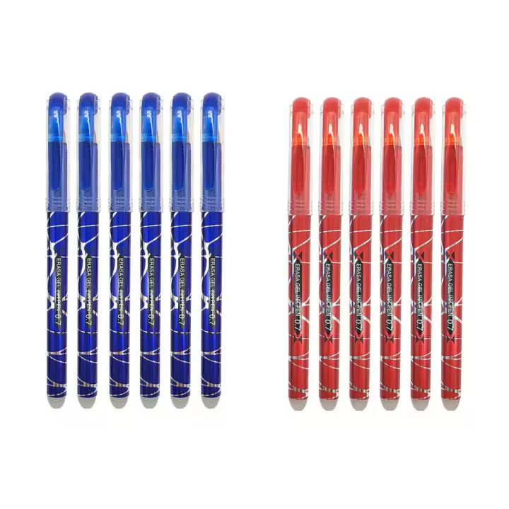 RHardware 12 bolígrafos de tinta roja,azul borrable de gel 0,7mm - 1