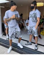 Conjunto deportivo informal de moda para hombre y mujer, estilo streetwear hip-hop europeo y americano, parte superior de manga corta con estampado de letras, holgado, para verano. - details 5