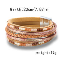 Pulsera Bohemia Vintage De Cuero Genuino Para Mujeres Y Hombres Hecha a Mano Con Cierre Magnético Ancho Joyería De Moda - details 14