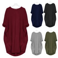 Vestido Rosa Suave Para Mujer De Talla Grande Con Mangas Largas Y Cuello En V Estilo Casual Largo Hasta La Rodilla - details 5