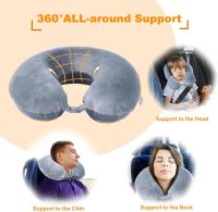 Almohada de viaje, 100% espuma viscoelástica pura en forma de U, reposacabezas portátil súper ligera, ideal para silla de avión, coche, hogar, oficina, cojín de descanso para dormir (gris) - details 2