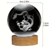1pc Bola De Cristal Con Dragón Chino 3D En Marco De Madera Decoración Para Hogar Y Oficina Regalo De Cumpleaños Día De La Madre Año Nuevo - details 1