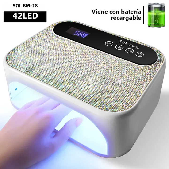 Lámpara Secadora De Uñas LED Recargable 42LEDs Con Diseño De Diamantes Para Polvo De Uñas Profesional Luz De Secado De Manicura - 1