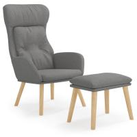 vidaXL Sillón de relax con taburete tela Gris claro, Gris oscuro, Azul Sillon Dormitorio Sillon Comodos Silla Relax Sillón Sofá - details 6