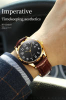 Reloj De Cuarzo Clásico Para Hombre OLEVS Con Correa De Cuero Marrón Y Fechador Resistente Al Agua Dial Digital Estilo De Negocios - details 1