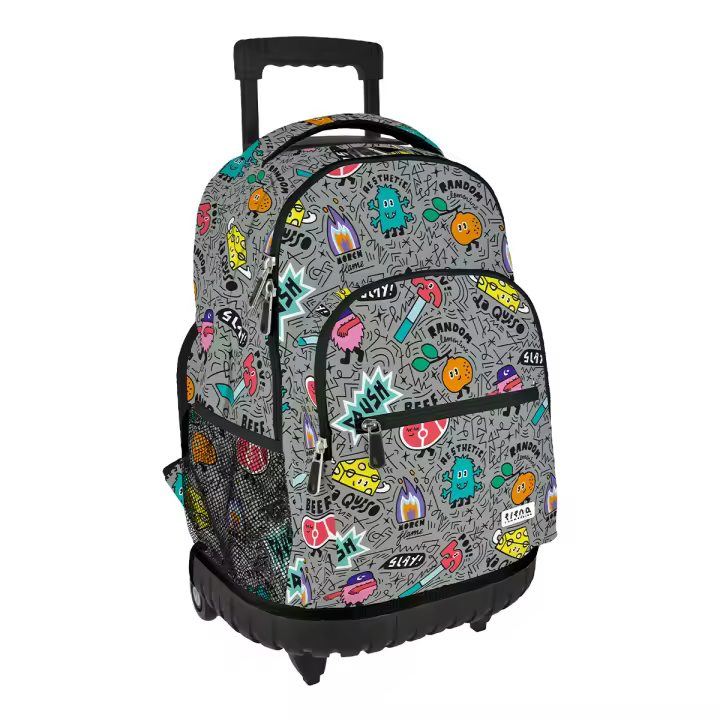 Grafoplás Design - Mochila Escolar 3 Cremalleras y Carrito Integrado. Acolchada. Random - 1