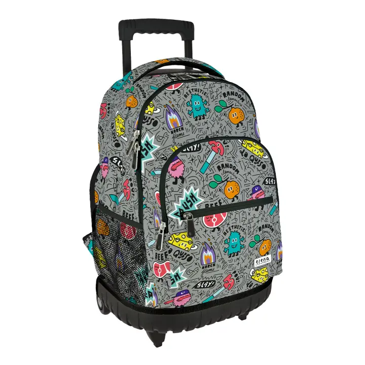 Grafoplás Design - Mochila Escolar 3 Cremalleras y Carrito Integrado. Acolchada. Random - 1