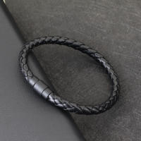 Pulsera De Cuero Minimalista Para Hombre Con Hebilla Magnética Accesorios De Moda Stackable Pulsera De Lujo Para Ocasiones Casual - details 6