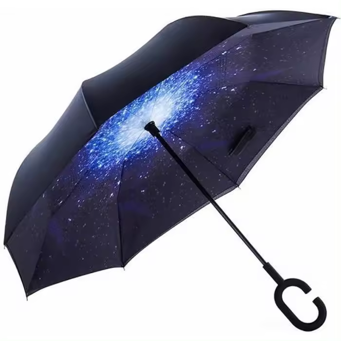 Paraguas reverse Bastón Automático invertido tamaño grande impermeable UV a prueba de viento mango antivuelco - 1