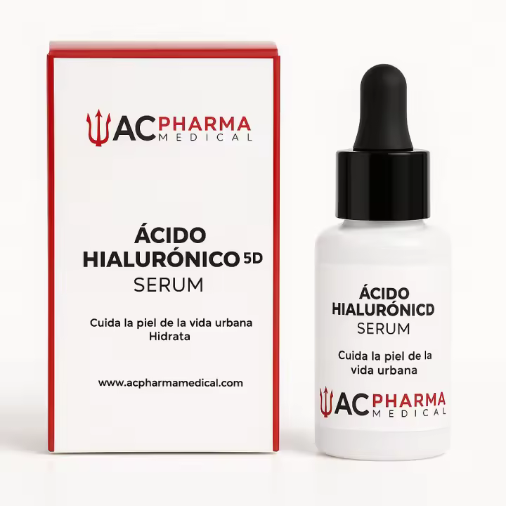 Serum Ácido Hialurónico 5D de Altísima Eficacia y con Flor de Damasco para potenciar su eficacia | Envase de 30ML | Serum Facial Ácido Hialurónico para hidratación y reducción signos de cansancio | Aporta confort y Elasticidad a tu piel | ACPHARMA MEDICAL - 1