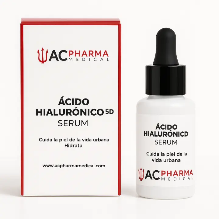 Serum Ácido Hialurónico 5D de Altísima Eficacia y con Flor de Damasco para potenciar su eficacia | Envase de 30ML | Serum Facial Ácido Hialurónico para hidratación y reducción signos de cansancio | Aporta confort y Elasticidad a tu piel | ACPHARMA MEDICAL - 1
