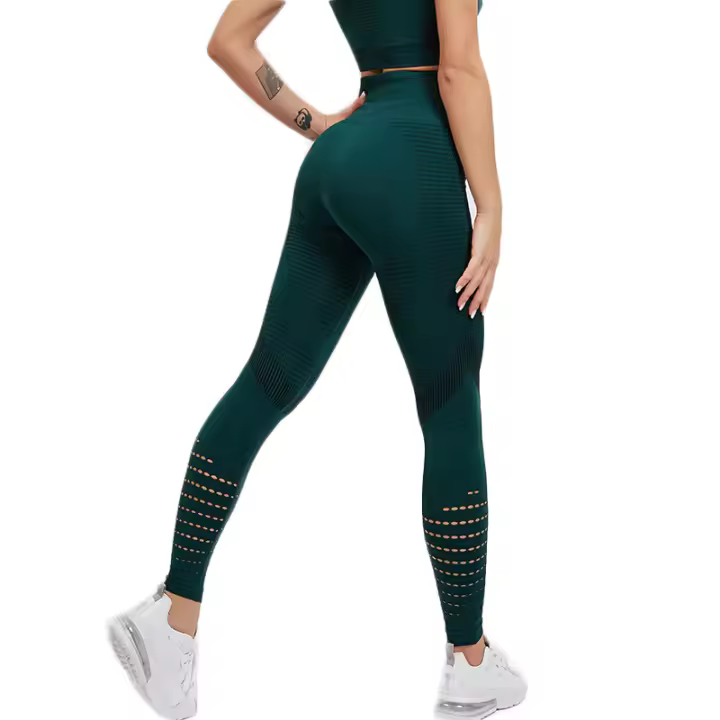 Pantalones De Yoga Sin Costuras Cintura Alta Para Mujer Leggings De Gimnasio Deporte Fitness Control De Abdomen Running Workout Tights Elásticos De Nylon Y Spandex - 1