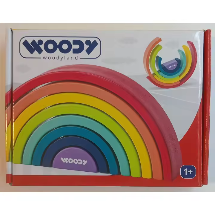 Juego de Equilibrio de Bloques Arcoiris de Madera - Aprendizaje de Colores - Desarrollo Infantil - Juguetes Sostenibles - Woody - 1