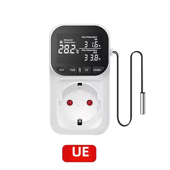 Tomacorriente Con Timer Y Termostato Digital 220v Controlador De Temperatura Con Interruptor De Timer Para Calentamiento Y Refrigero Sensor De Temperatura Para El Hogar - 1