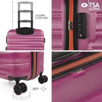 Jaslen – Set de Maletas de Viaje Cabina + Mediana – ABS Rígido, Ruedas 360°, Candado de Combinación, Color Fucsia - details 1