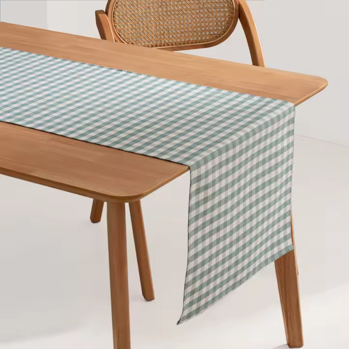 Gamusi Camino de Mesa rectangular antimanchas impermeable Vichy a cuadros 45x170 cm tacto tela algodón transpirable y suave - 1
