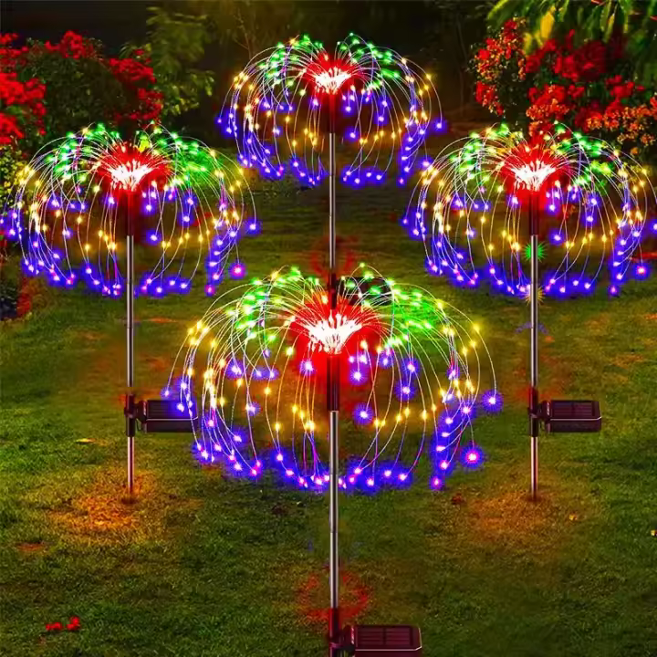 Luces De Fuego Solar LED Para Jardín Decoración De Aire Aéreo Impermeable Exterior Lámpara De Césped Dandelion Para Paisaje Jardín Decoración - 1