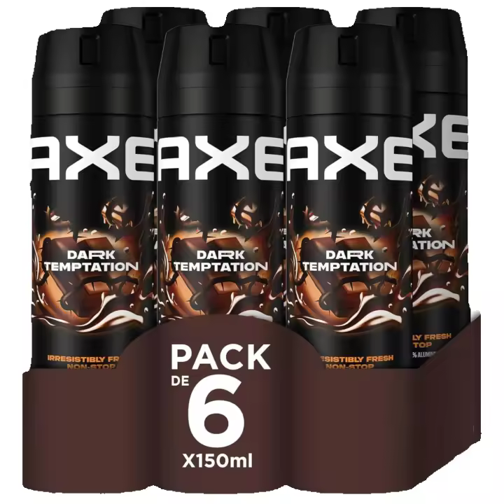 Axe Dark Temptation Desodorante Aerosol - 150 ml - Pack de 6 botes - 1