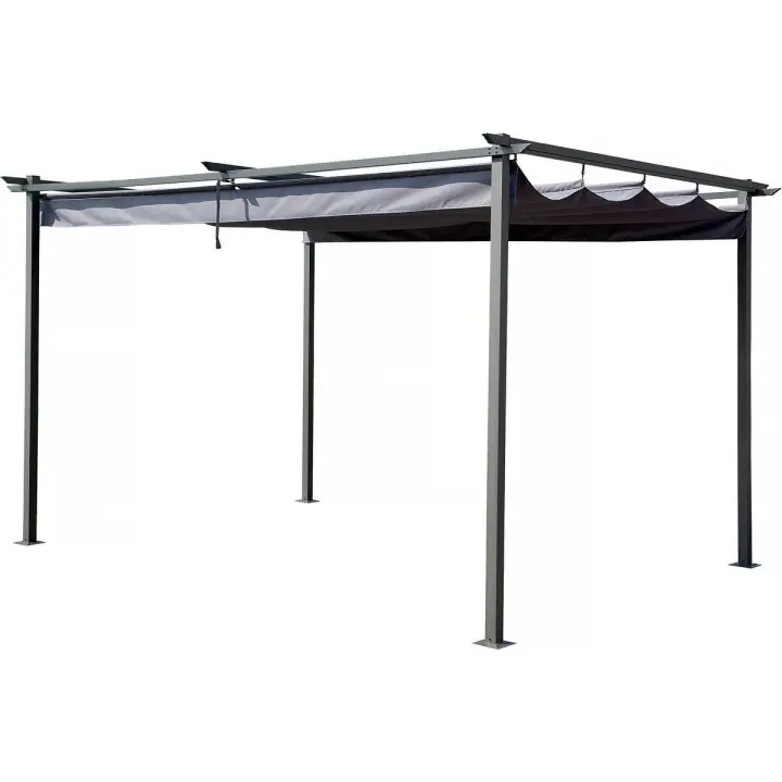 Pérgola con techo retráctil - 3 x 4 m - Gris - 1